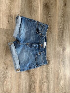LOFT Rolled Hem Medium Blue Denim Shorts